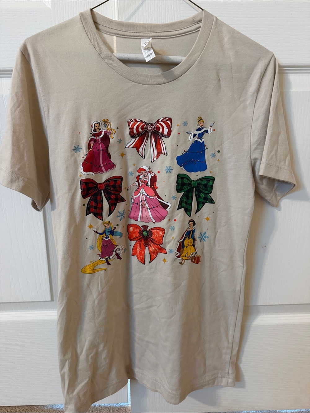 Holiday Disney Princess Graphic Tee - Cream Size Small